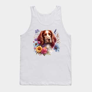 A sussex spaniel decorated with beautiful colorful flowers. Tank Top